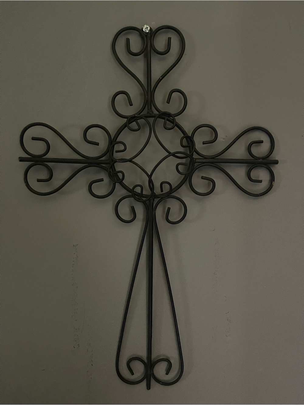 Black Metal Decorative Wall Cross - Elegant Scrollwork